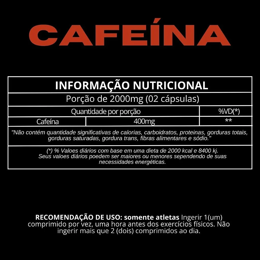 Informação nutricional Cafeína