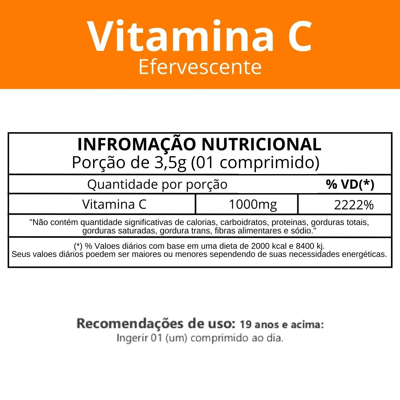 Informação nutricional Vitamina C