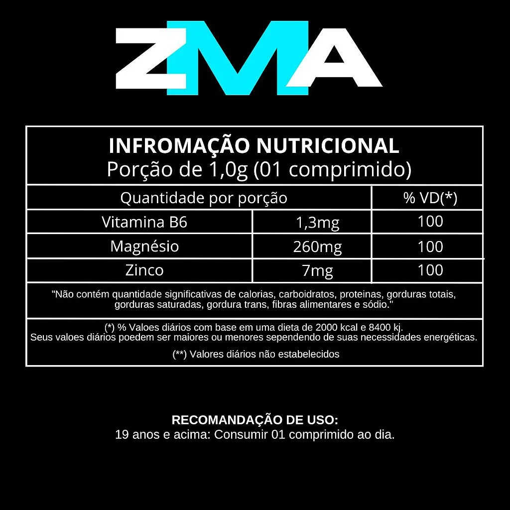 Informação nutricional ZMA