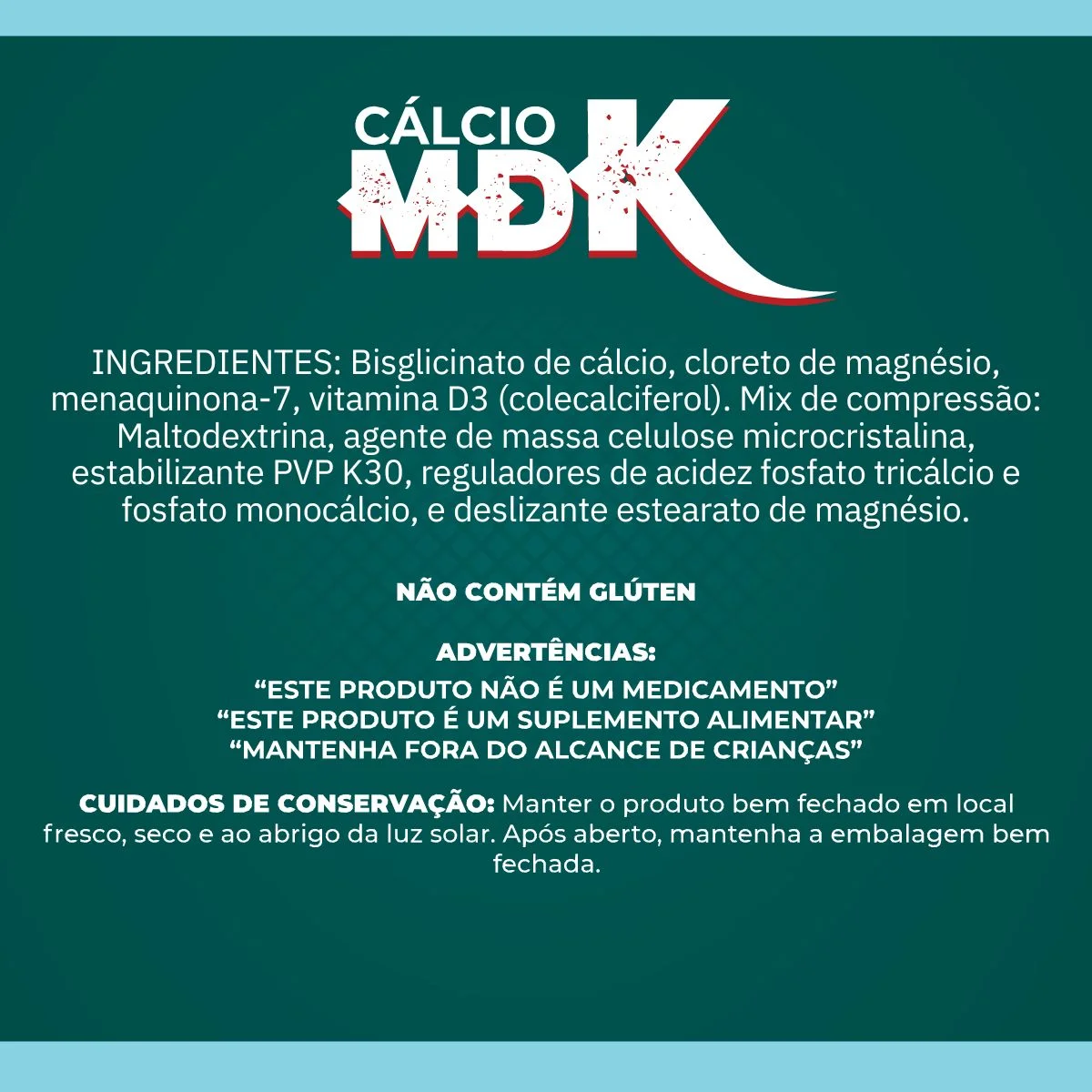 Ingredientes Cálcio MDK