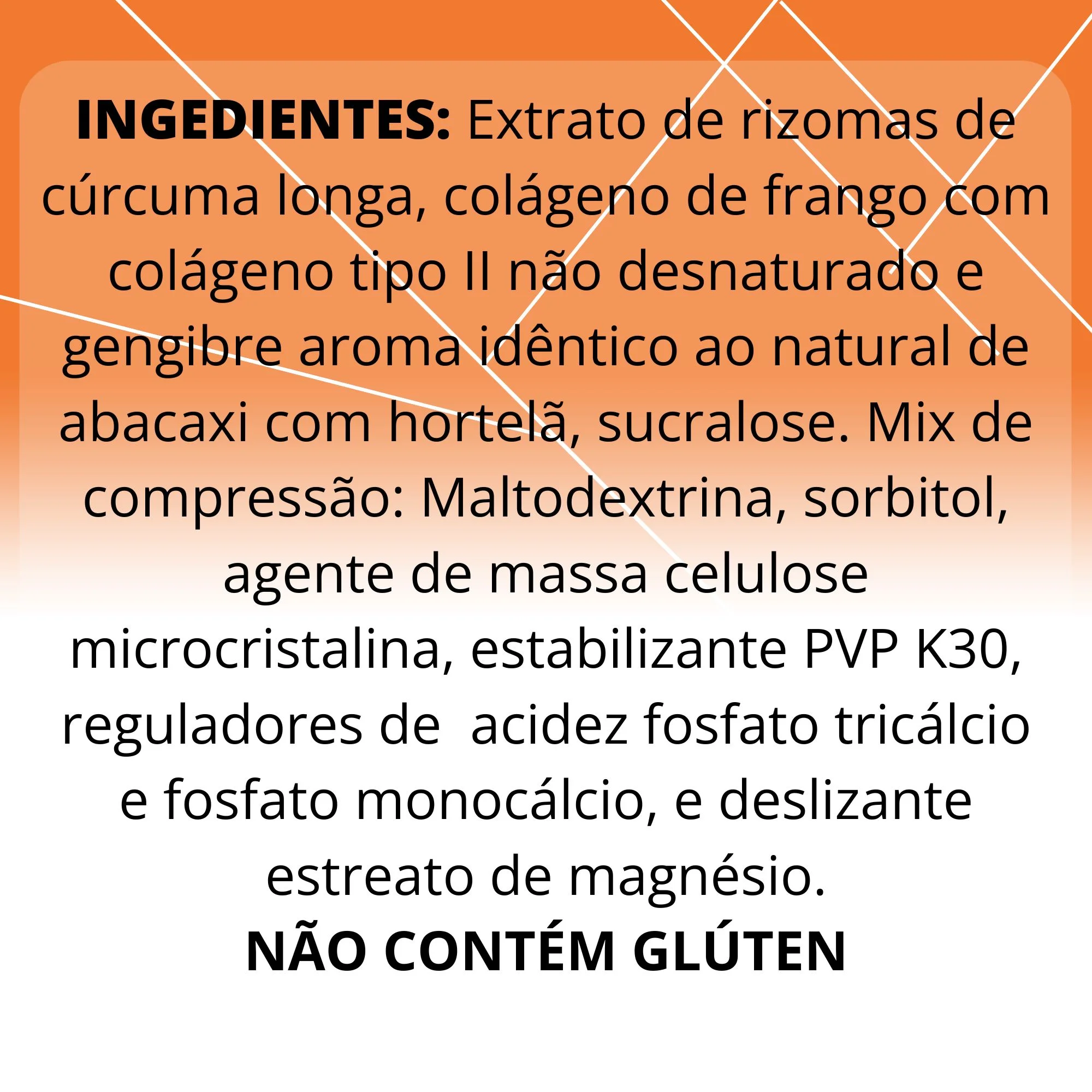 Ingredientes Curcuma e Colágeno TipoII